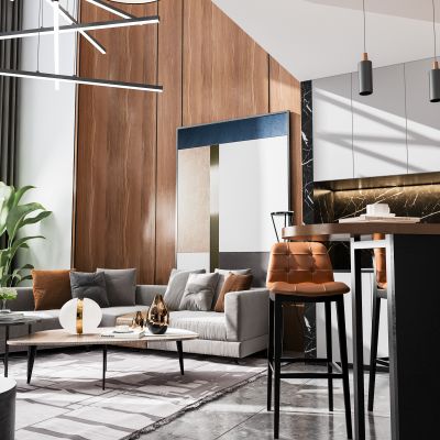 现代公寓复式客餐厅 卧室