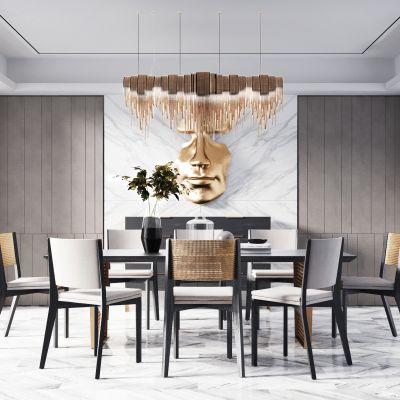 现代轻奢餐桌椅组合