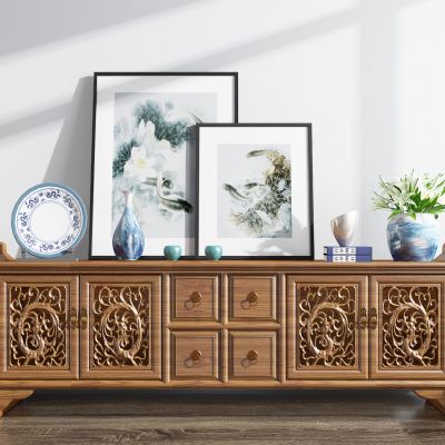 中式雕花电视柜