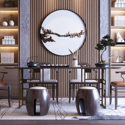 新中式茶桌椅组合