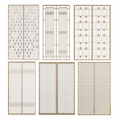 新中式屏风 隔断 镂空雕花 屏风 金属屏风 中式屏风