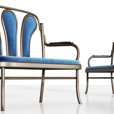 现代休闲金属绒布双人沙发