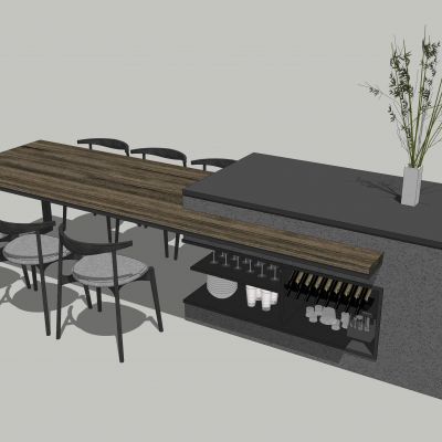 现代餐桌椅组合 吧台