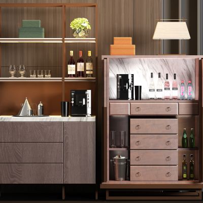 现代实木休闲餐边柜 酒柜组合