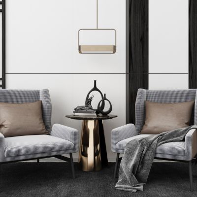 现代单人休闲沙发 休闲沙发茶几组合