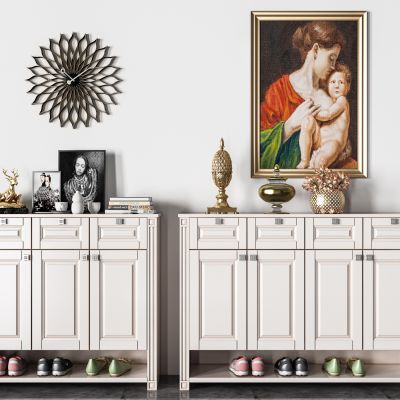 简欧多功能实木鞋柜组合