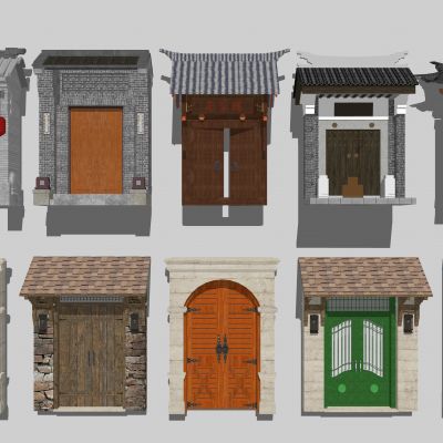 中式庭院门 双开门 苏式大门门头 垂花门