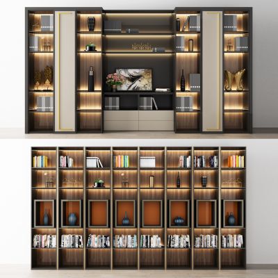 现代轻奢书房书柜