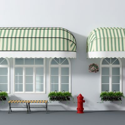 北欧雨棚电话亭休闲椅花钵消防栓