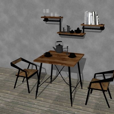 工业风咖啡桌椅 休闲单人桌椅