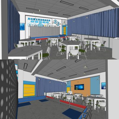 现代创客教室 教室 科技教室 六边形桌