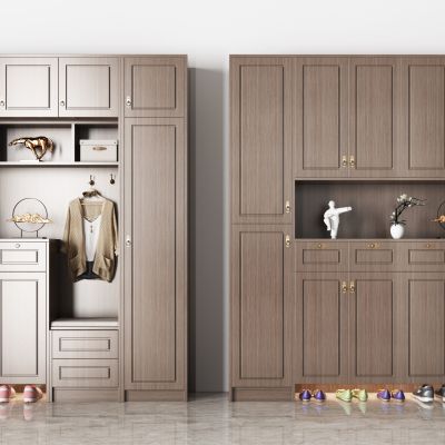 新中式鞋柜 鞋子 衣服 装饰 拉手 门板 摆件