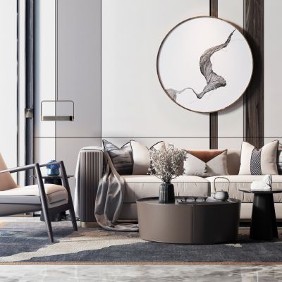 新中式沙发茶几组合