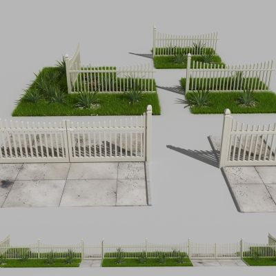 美式围栏 栅栏 花园围栏 栏杆 草地 花草