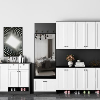 现代多功能实木鞋柜组合