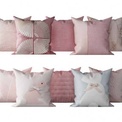现代儿童房粉色抱枕组合