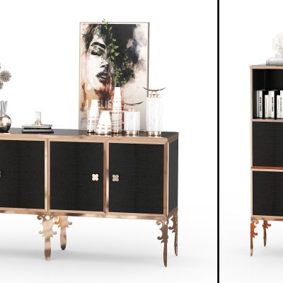 现代轻奢边柜装饰柜组合