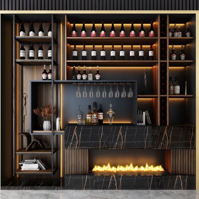 现代轻奢多功能酒柜组合