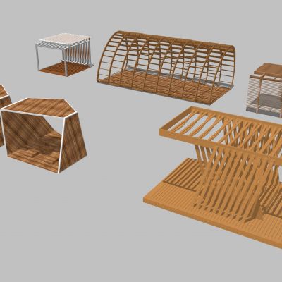 中式廊架 连廊 凉亭 花架