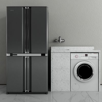 现代洗衣柜 冰箱3D模型