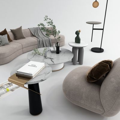 现代弧形沙发组合