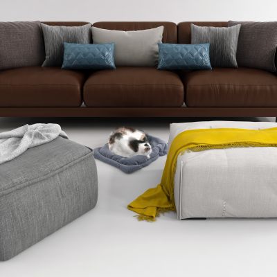 现代皮质布艺沙发凳