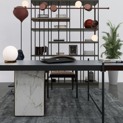 现代书桌椅吊灯组合