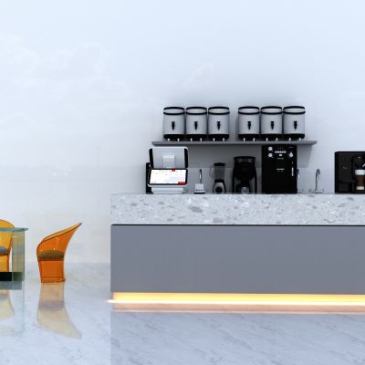 现代奶茶店前台，吧台，服务台，接待台，收银台