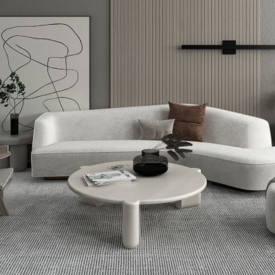 北欧弧形沙发茶几组合