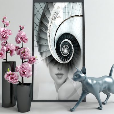 现代花艺摆件 猫咪