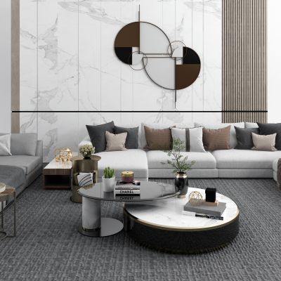 现代多人沙发茶几组合