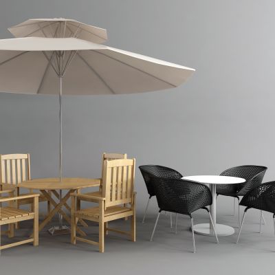 现代户外休闲桌椅 遮阳伞3D模型