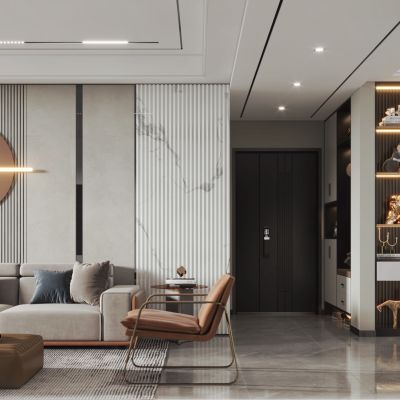 现代客厅餐厅，沙发，餐桌，电视柜