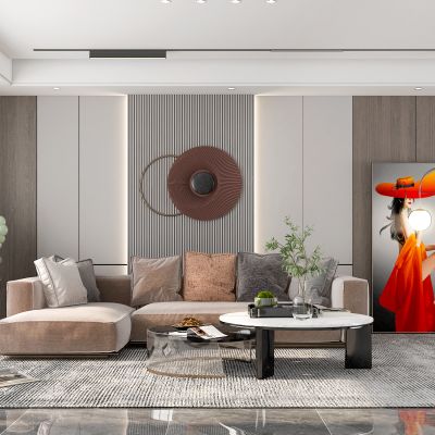现代客厅沙发 沙发背景墙 