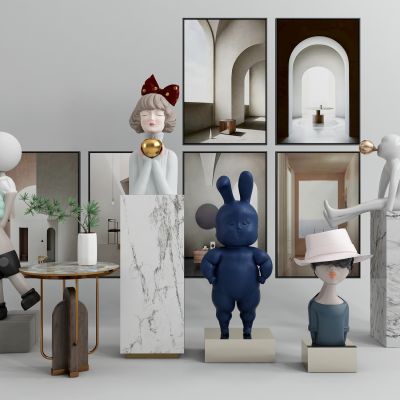 现代卡通人物雕塑组合