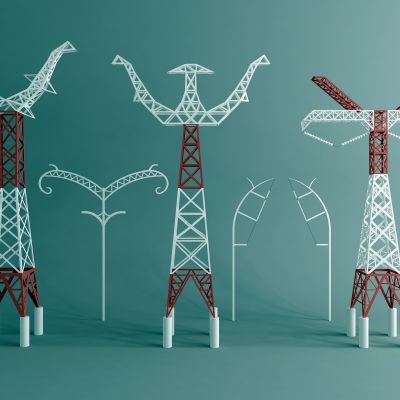 现代高压电塔