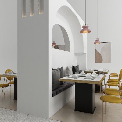 后现代火锅店桌椅组合