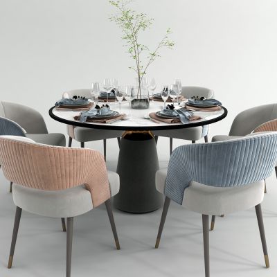 后现代圆形餐桌椅