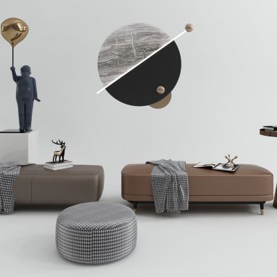 现代轻奢沙发凳边几组合