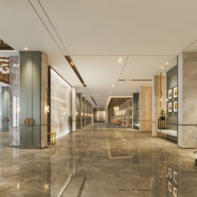 酒店过道　电梯间3D模型
