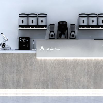 现代奶茶店前台，吧台，服务台，接待台，收银台