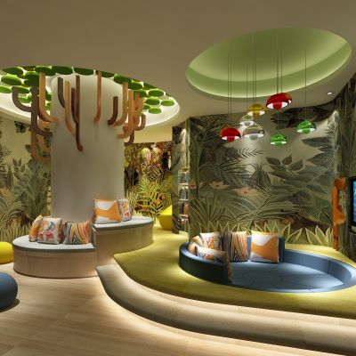 现代儿童休息区  活动区 造型树