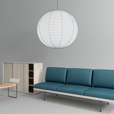 现代多人沙发边柜吊灯组合