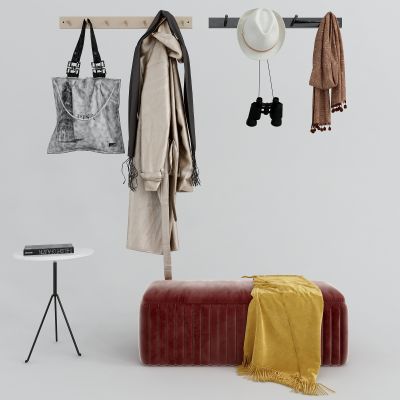 现代挂衣钩 换鞋凳