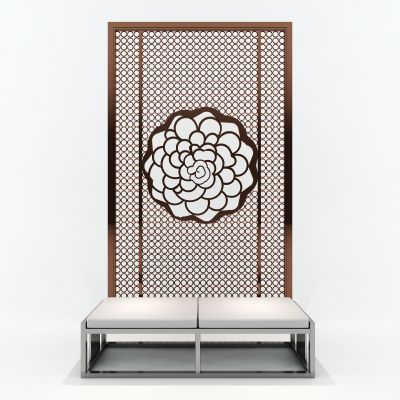 中式沙发凳 隔断3D模型