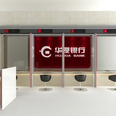 现代银行柜台  银行理财区桌椅