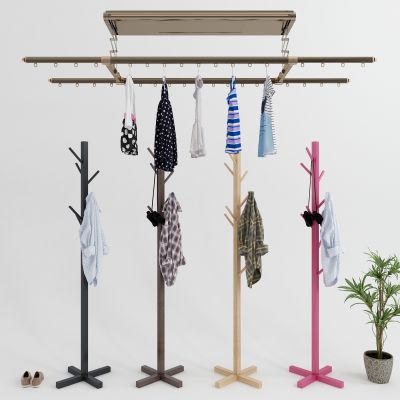 现代晾衣架衣服