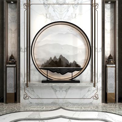 新中式玄关背景墙饰品