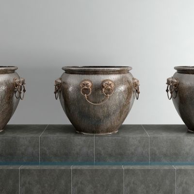 现代陶罐摆件组合 水缸