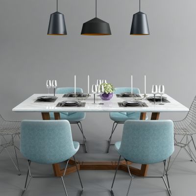 北欧餐桌椅组合 吊灯组合